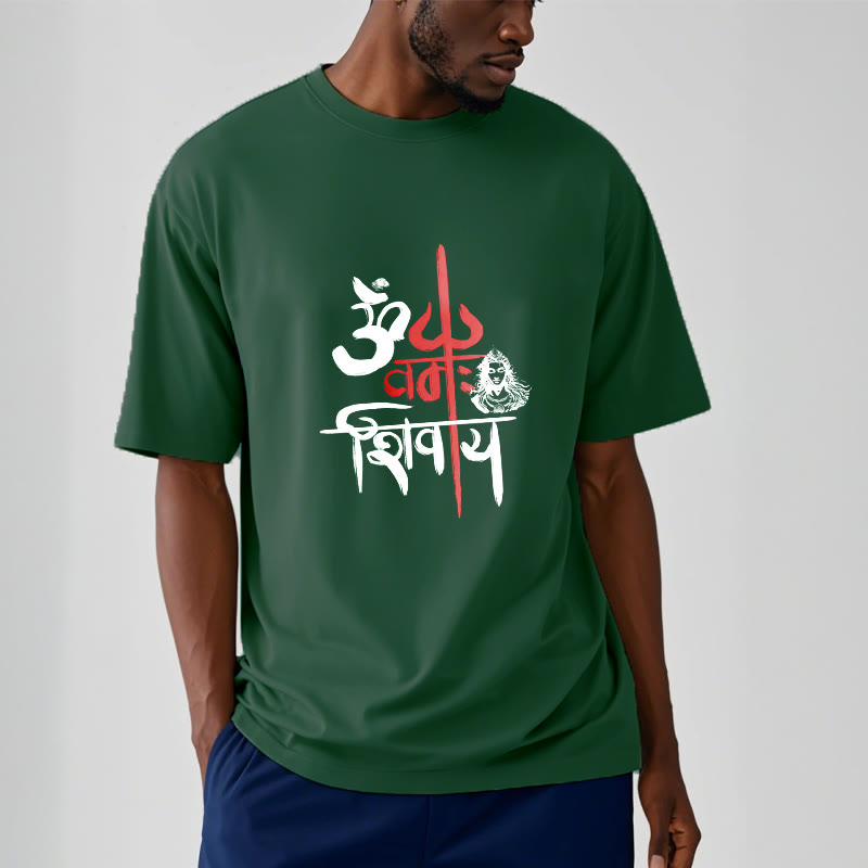 Buddha Stones OM NAMAH SHIVAYA Red Trident Cotton Tee T-shirt - image 11