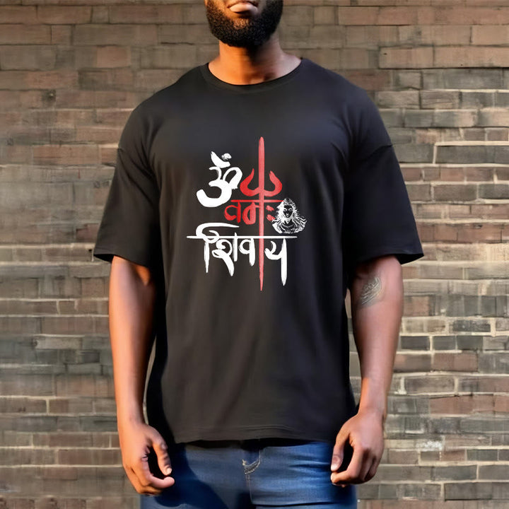 Buddha Stones OM NAMAH SHIVAYA Red Trident Cotton Tee T-shirt - image 3
