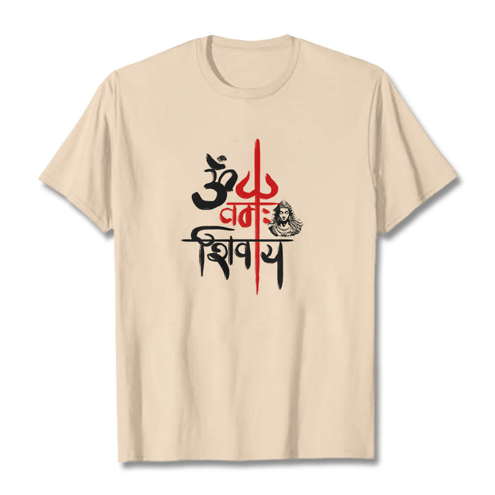 Buddha Stones OM NAMAH SHIVAYA Red Trident Cotton Tee T-shirt - Bisque - 2XL - image 14