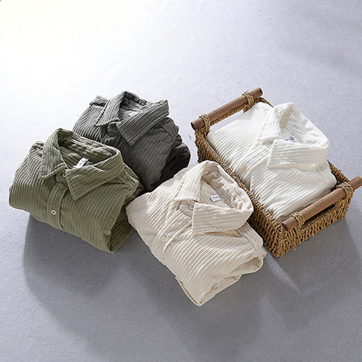 Buddha Stones Men's Long Sleeve Turn-down Collar With Pocket Corduroy Casual Shirt - image 11