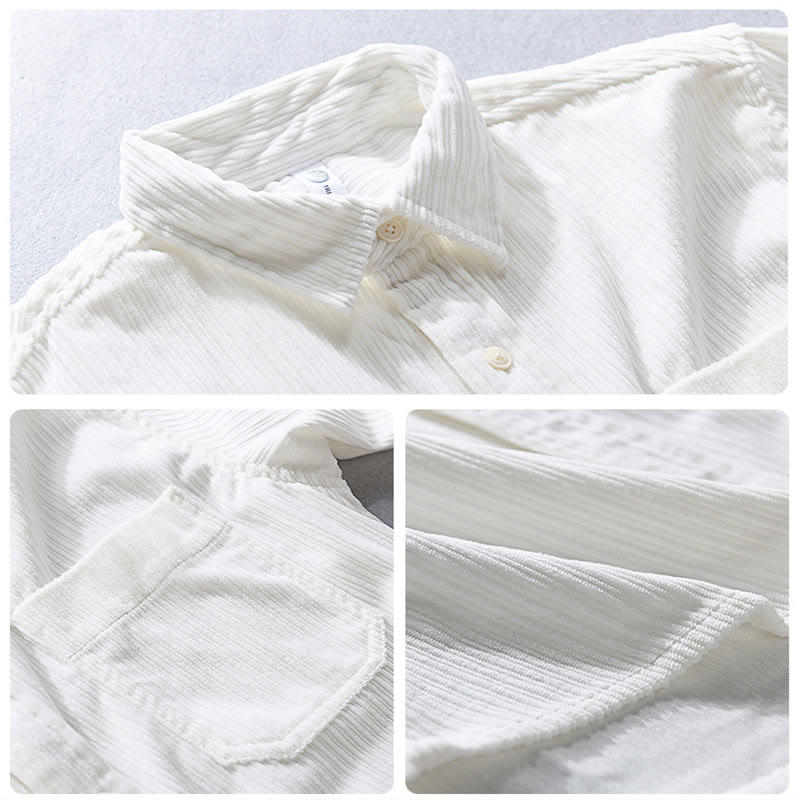Buddha Stones Men's Long Sleeve Turn-down Collar With Pocket Corduroy Casual Shirt - image 10