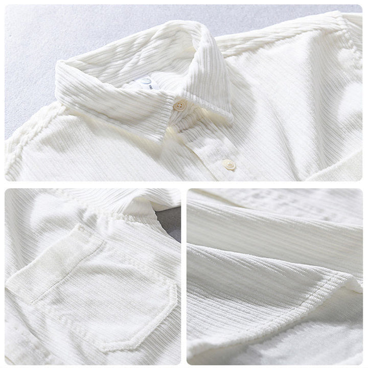 Buddha Stones Men's Long Sleeve Turn-down Collar With Pocket Corduroy Casual Shirt - image 10