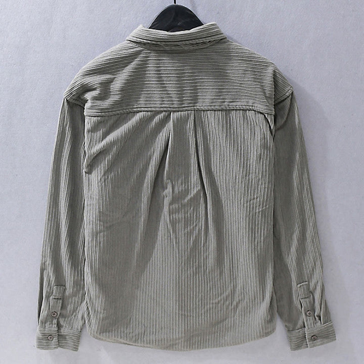 Buddha Stones Men's Long Sleeve Turn-down Collar With Pocket Corduroy Casual Shirt - image 2