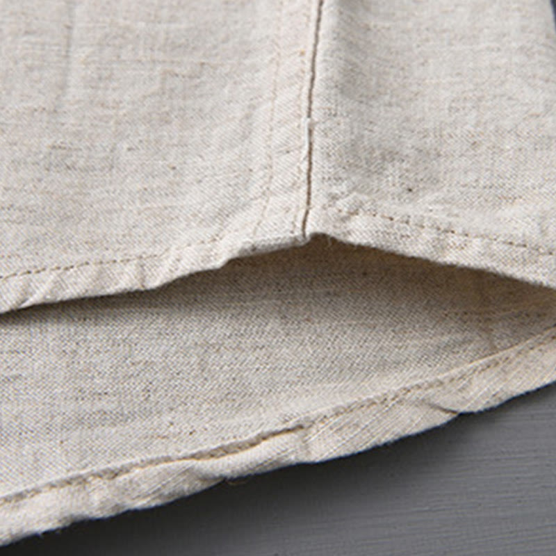 Buddha Stones Men's Long Sleeve Turn-down Collar With Pocket Pure Color Comfortable Cotton Shirt - image 10