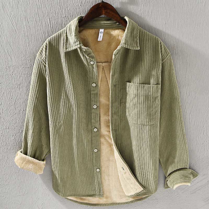 Buddha Stones Men's Long Sleeve Fleece Lined With Pocket Corduroy Comfortable Shirt - YellowGreen - US/UK/AU40，EU50 (3XL) - image 13