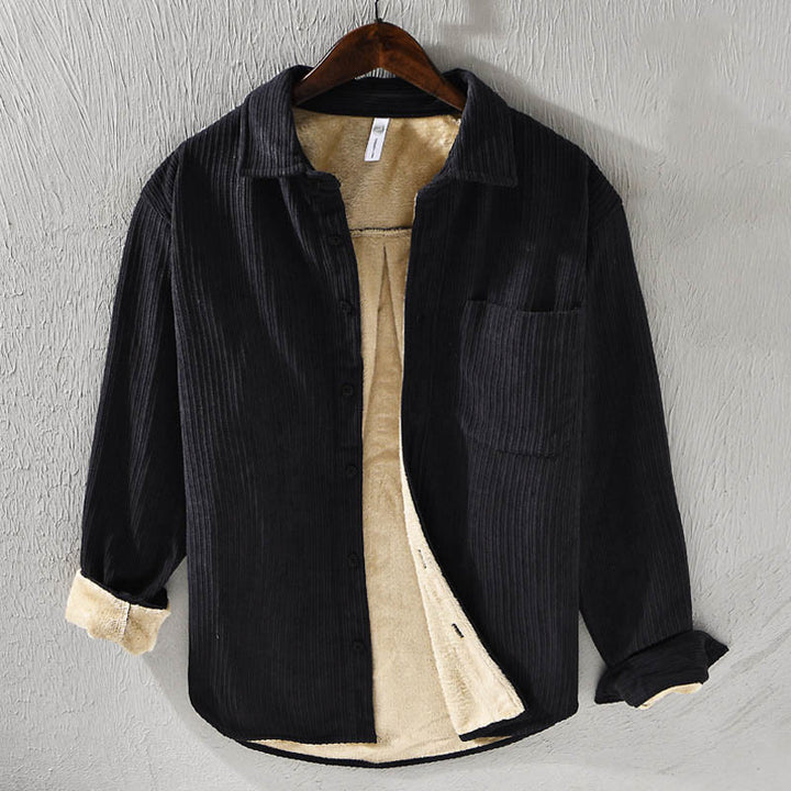 Buddha Stones Men's Long Sleeve Fleece Lined With Pocket Corduroy Comfortable Shirt - Black - US/UK/AU40，EU50 (3XL) - image 16
