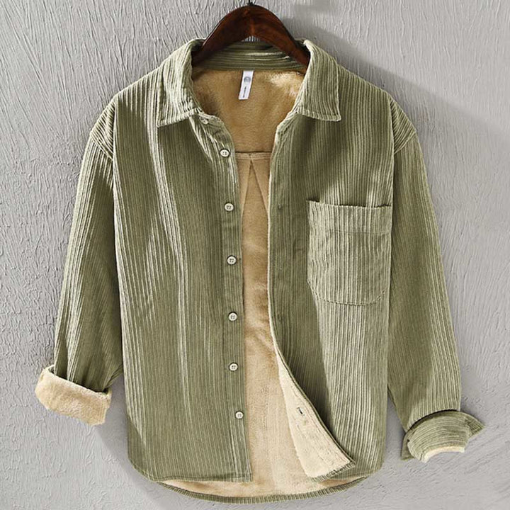 Buddha Stones Men's Long Sleeve Fleece Lined With Pocket Corduroy Comfortable Shirt - YellowGreen - US/UK/AU42，EU52 (3XL) - image 14