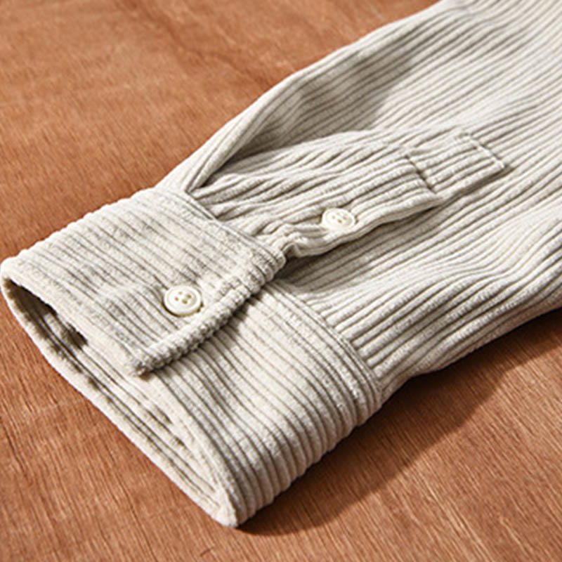 Buddha Stones Men's Long Sleeve Fleece Lined With Pocket Corduroy Comfortable Shirt - image 7