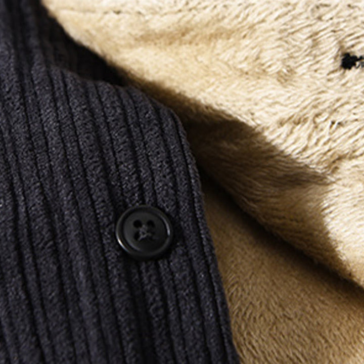 Buddha Stones Men's Long Sleeve Fleece Lined With Pocket Corduroy Comfortable Shirt - image 18