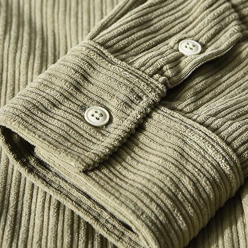 Buddha Stones Men's Long Sleeve Fleece Lined With Pocket Corduroy Comfortable Shirt - image 16