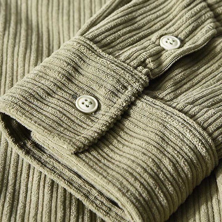 Buddha Stones Men's Long Sleeve Fleece Lined With Pocket Corduroy Comfortable Shirt - image 16