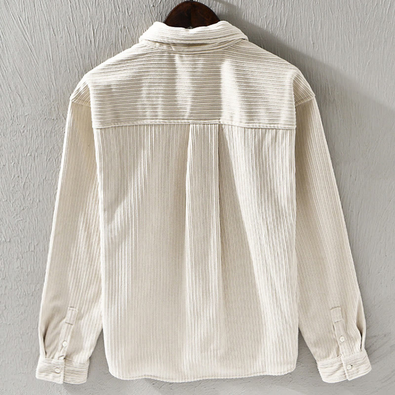 Buddha Stones Men's Long Sleeve Fleece Lined With Pocket Corduroy Comfortable Shirt - image 2