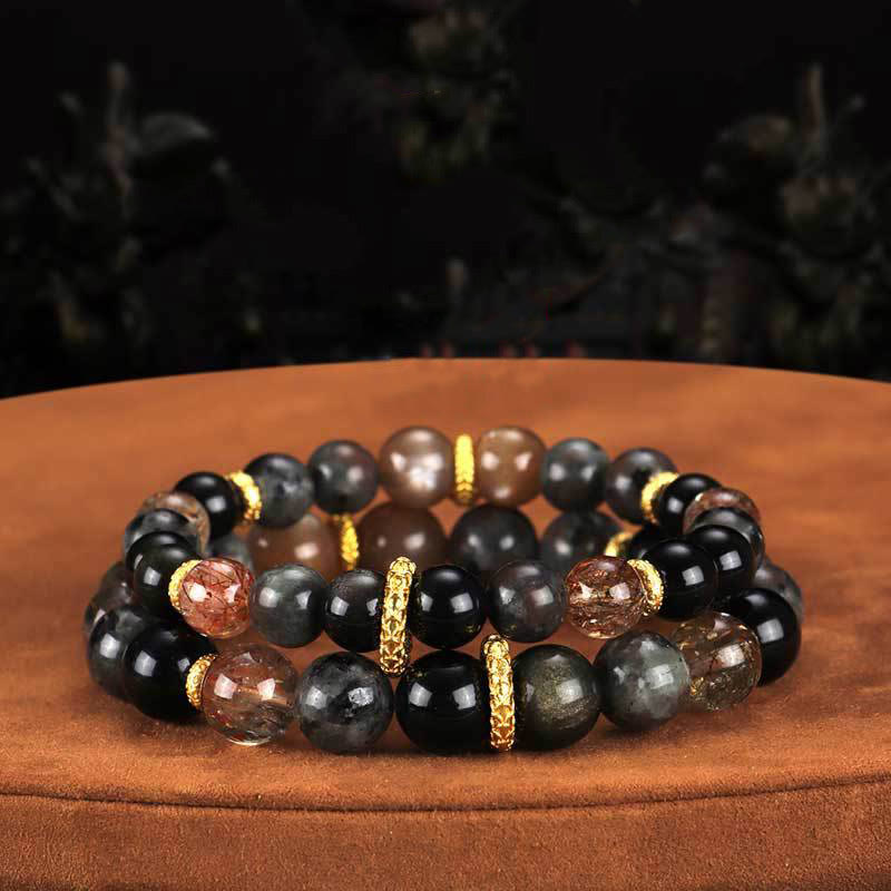 Buddha Stones Sun Stone Lava Rock Positive Bracelet - image 5