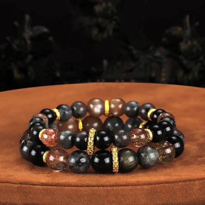 Buddha Stones Sun Stone Lava Rock Positive Bracelet - image 5