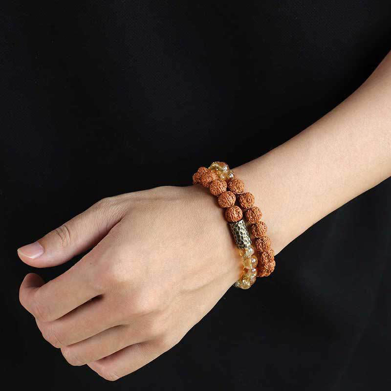 Buddha Stones Citrine Sandalwood Bodhi Seed Protection Double Wrap Bracelet - image 4