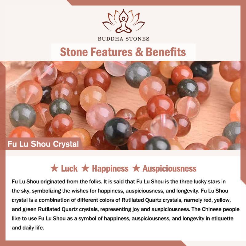 Buddha Stones Natural Fu Lu Shou Crystal Hetian White Jade Pearl Luck Bracelet - image 5
