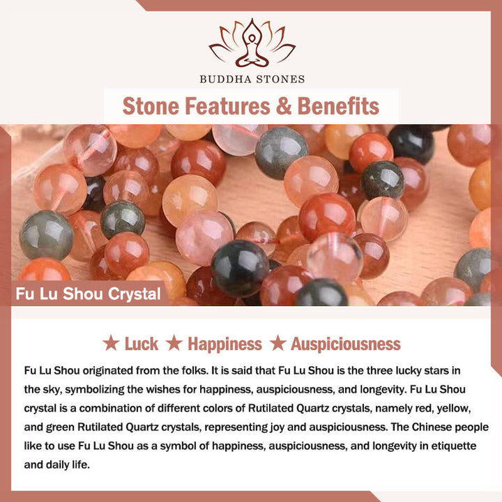 Buddha Stones Natural Fu Lu Shou Crystal Hetian White Jade Pearl Luck Bracelet - image 5