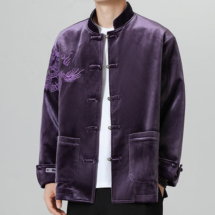 Buddha Stones Embroider Dragon Casual Frog-button Cotton Men's Jacket Shirt Clothing - Indigo - US/UK/AU46，EU56 (5XL) - image 31