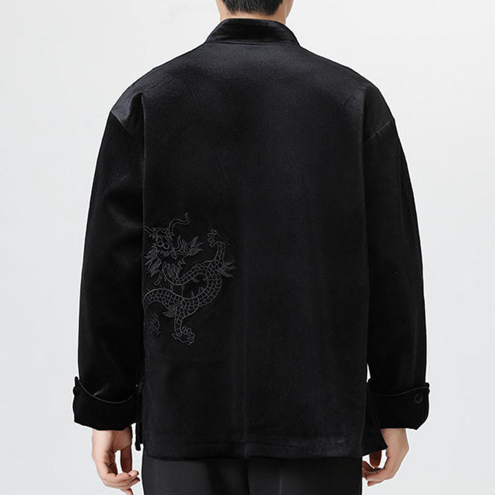Buddha Stones Embroider Dragon Casual Frog-button Cotton Men's Jacket Shirt Clothing - image 24