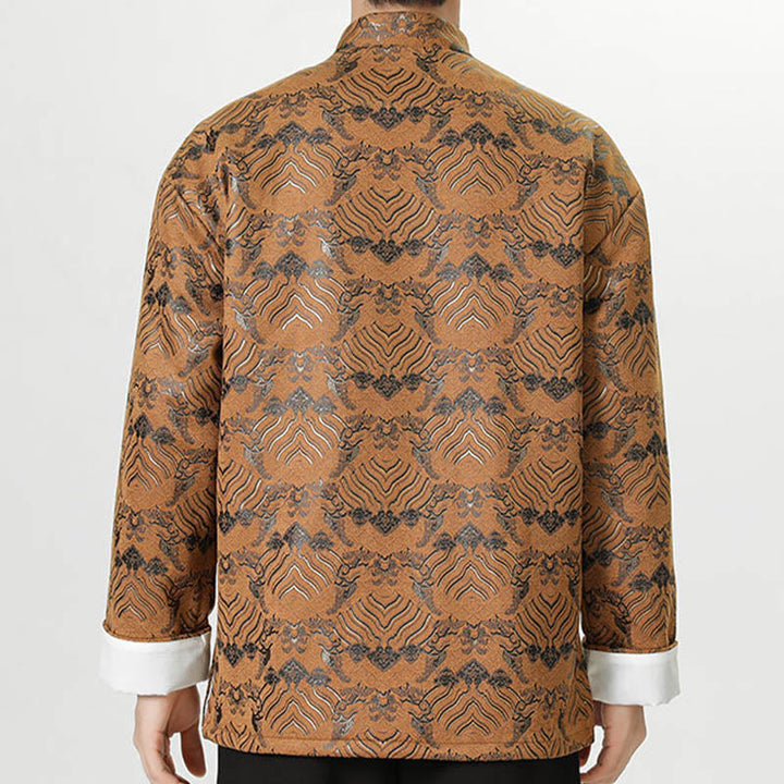 Buddha Stones Frog-Button Chinese Tang Suit Wave Shape Long Shirt Men Jacket Clothing - image 20