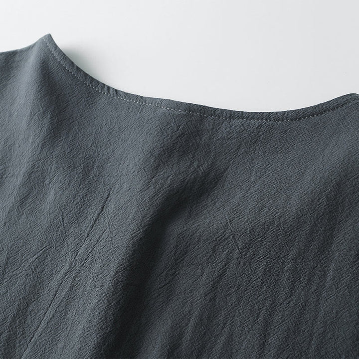 Buddha Stones Men's T-Shirt Solid Color Top Short Sleeve Three-button V Collar Soft Cotton Shirt - image 6