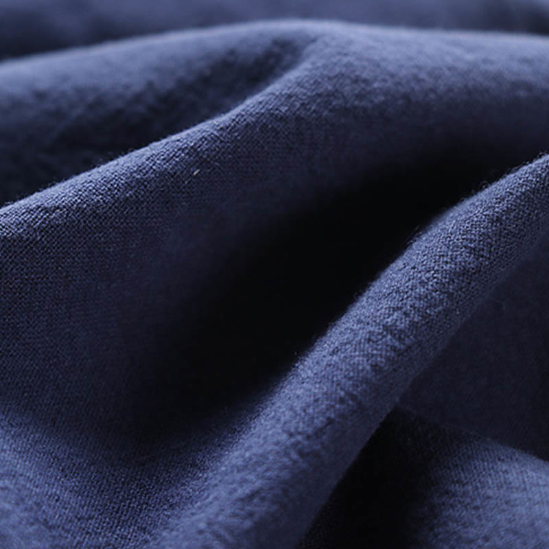 Buddha Stones Fake Two-piece Men's Half Sleeve Cardigan Embroidery Hanfu Comfort Cotton Shirt - image 8