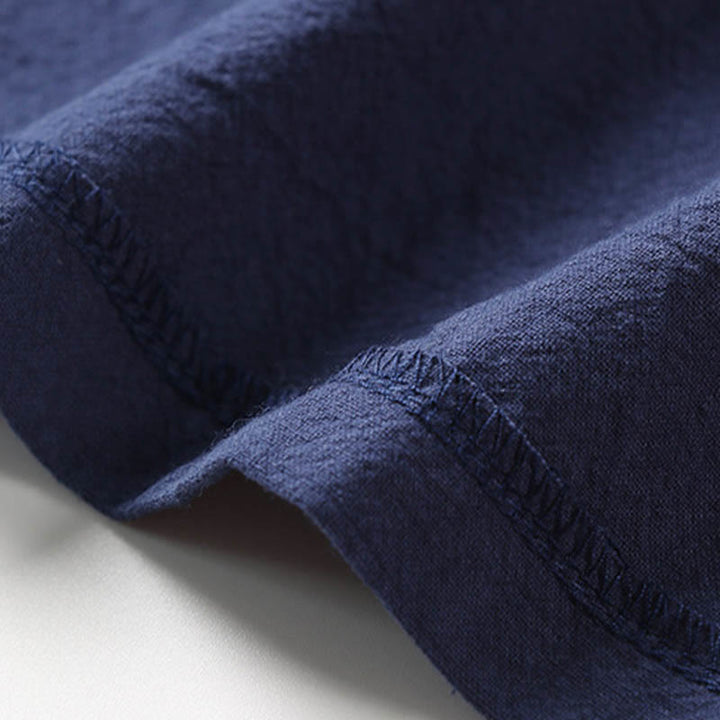 Buddha Stones Fake Two-piece Men's Half Sleeve Embroidery Hanfu Comfort Cotton Kimono - image 9