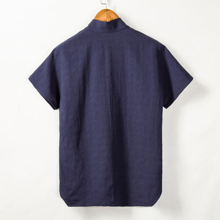 Buddha Stones Men's Short Sleeve Shirt With Pocket V Neck Comfort Cotton Linen Shirt - image 7