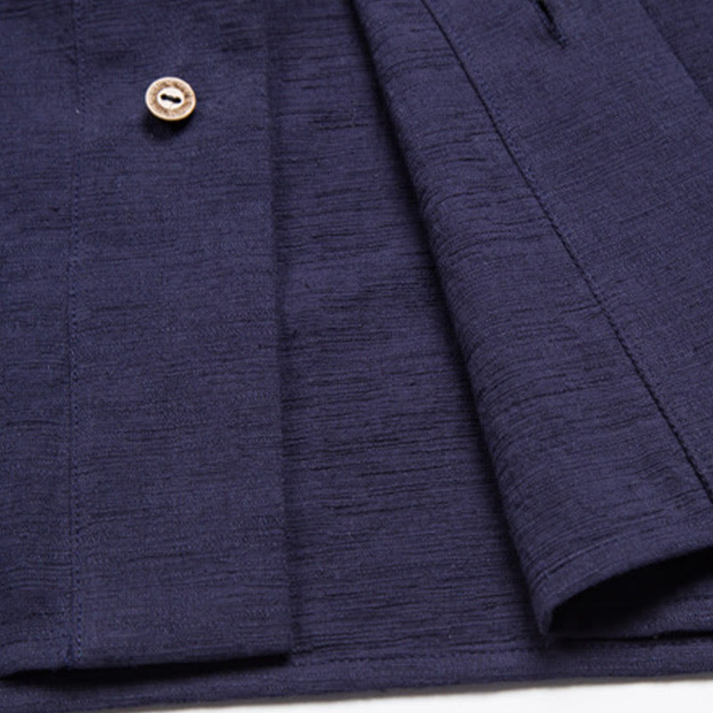 Buddha Stones Men's Short Sleeve Shirt With Pocket V Neck Comfort Cotton Linen Shirt - image 12