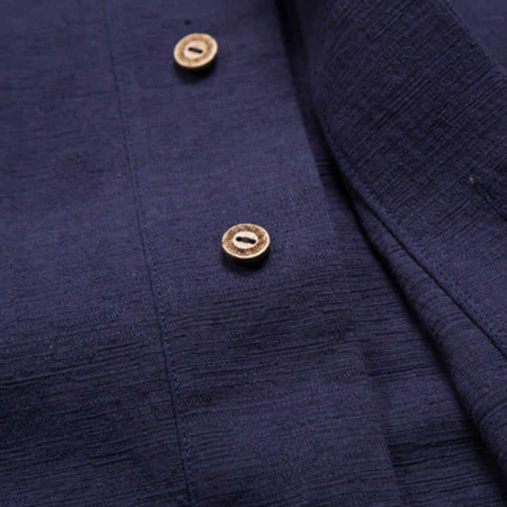 Buddha Stones Men's Short Sleeve Shirt With Pocket V Neck Comfort Cotton Linen Shirt - image 13