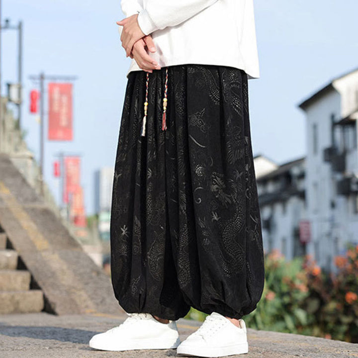 Buddha Stones Dragon Design Casual Plain Cotton Men's Pants With Pockets - image 16