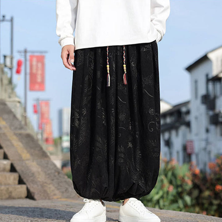Buddha Stones Dragon Design Casual Plain Cotton Men's Pants With Pockets - image 14