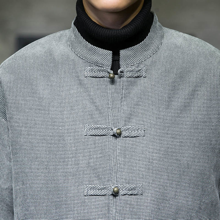 Buddha Stones Solid Color Frog-button Men's Jacket Shirt Clothing - image 25