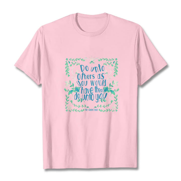 Buddha Stones The Golden Rule Tee T-shirt - LightPink - Green Leaves - 2XL - image 13