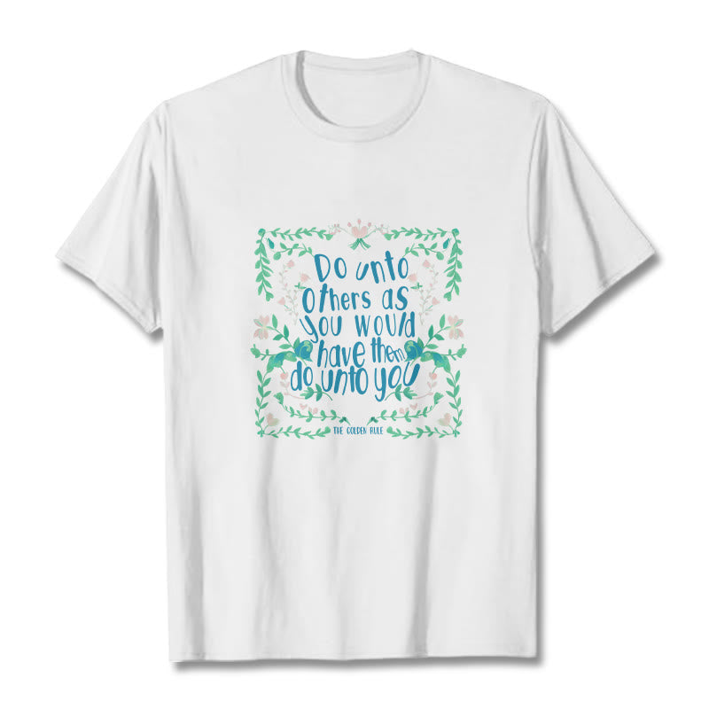 Buddha Stones The Golden Rule Tee T-shirt - White - Green Leaves - 2XL - image 2