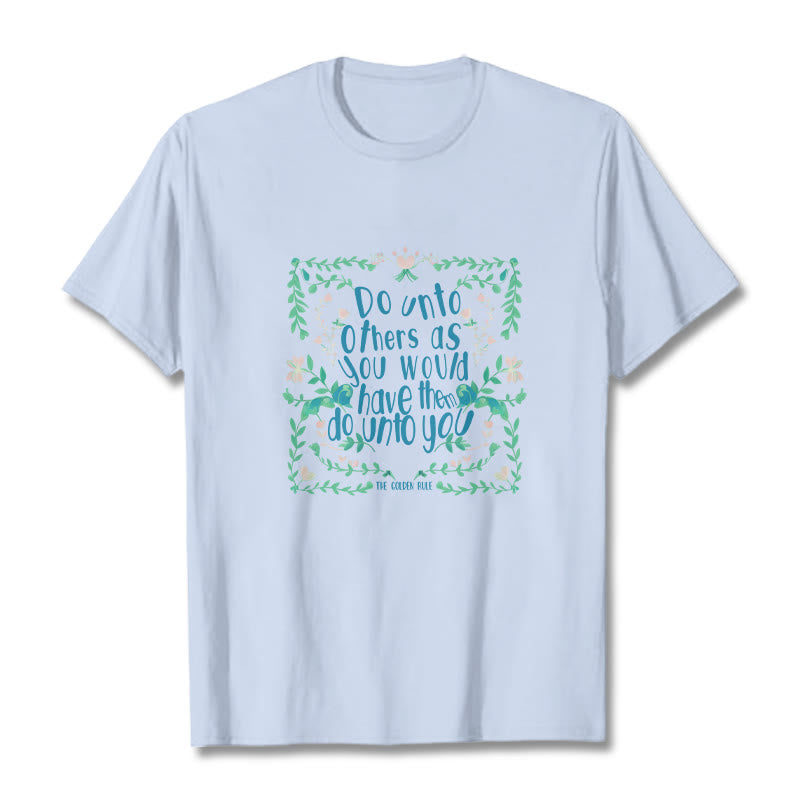 Buddha Stones The Golden Rule Tee T-shirt - LightCyan - Green Leaves - 2XL - image 17