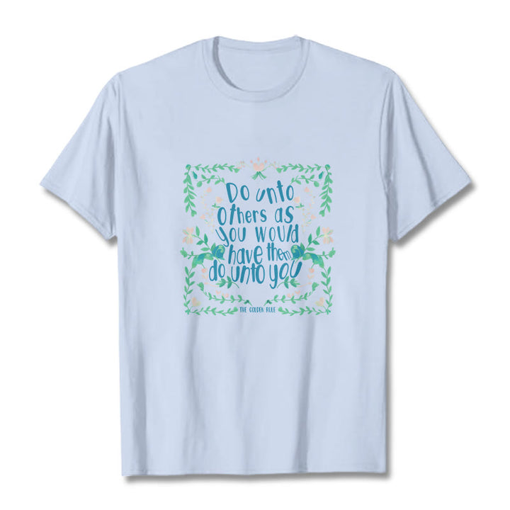 Buddha Stones The Golden Rule Tee T-shirt - LightCyan - Green Leaves - 2XL - image 17
