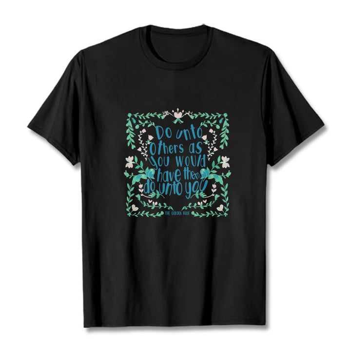 Buddha Stones The Golden Rule Tee T-shirt - Black - Green Leaves - 2XL - image 5