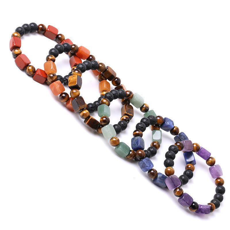 Buddha Stones Various Crystals Cube Amethyst Lava Rock Support Bracelet - image 61