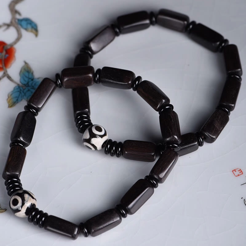 Buddha Stones Ebony Wood Rectangular Beads Dzi Bead Balance Bracelet - image 11