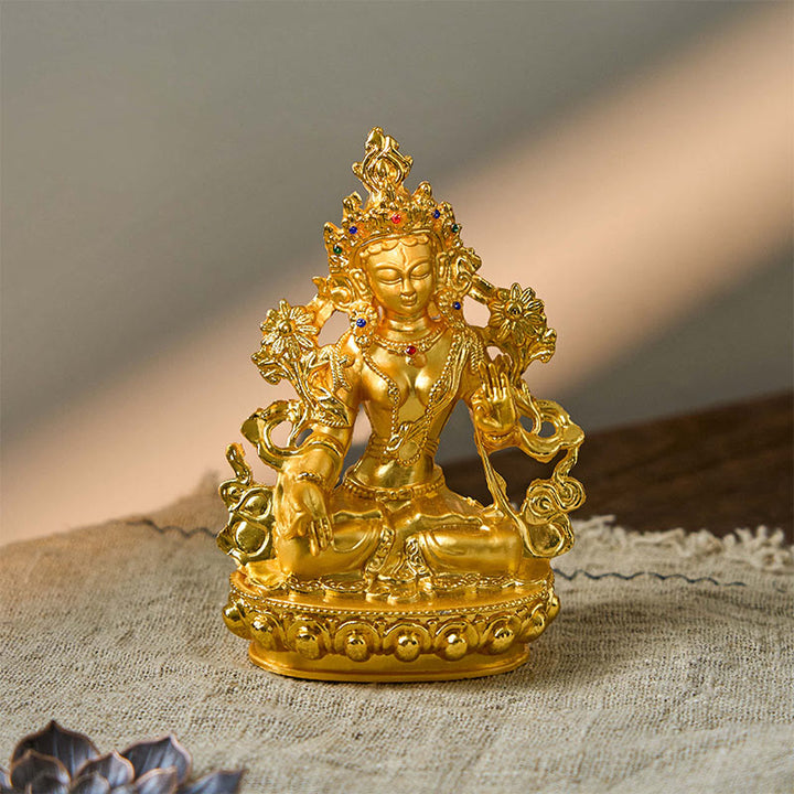 Buddha Stones Bodhisattva White Tara Hope Protection Gold Plated Statue Decoration - BODHISATTVA TARA SYMBOL (Hope ♥ Protection) - image 0