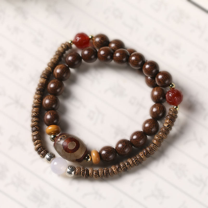 Buddha Stones Ebony Sandalwood Green Sandalwood Dzi Bead Balance Calm Double Wrap Bracelet - 8mm - Sandalwood - image 15