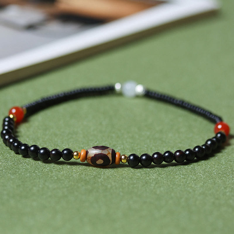 Buddha Stones Ebony Sandalwood Green Sandalwood Dzi Bead Balance Calm Double Wrap Bracelet - image 9