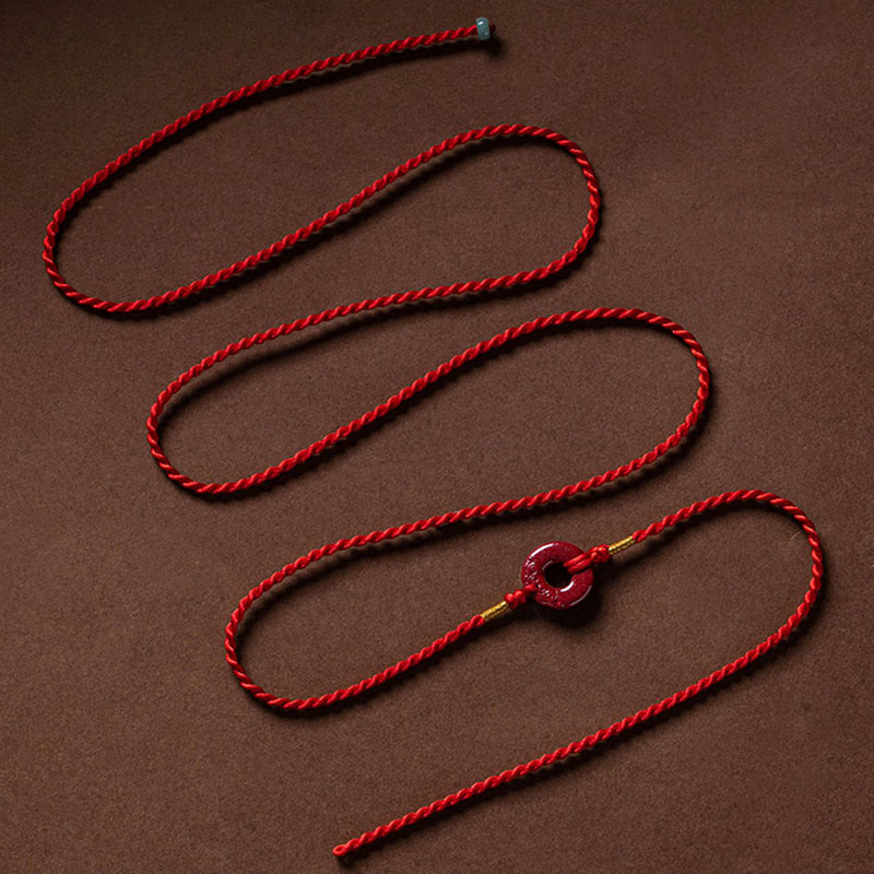 Buddha Stones Natural Cinnabar Peace Buckle Blessing Red String Belly Chain - image 7