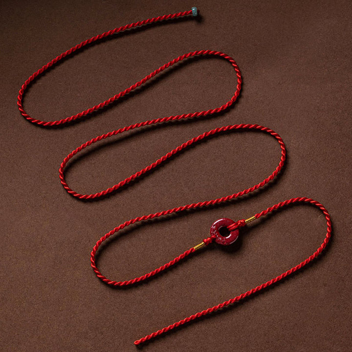 Buddha Stones Natural Cinnabar Peace Buckle Blessing Red String Belly Chain - image 7