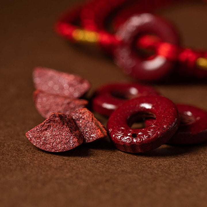 Buddha Stones Natural Cinnabar Peace Buckle Blessing Red String Belly Chain - image 8