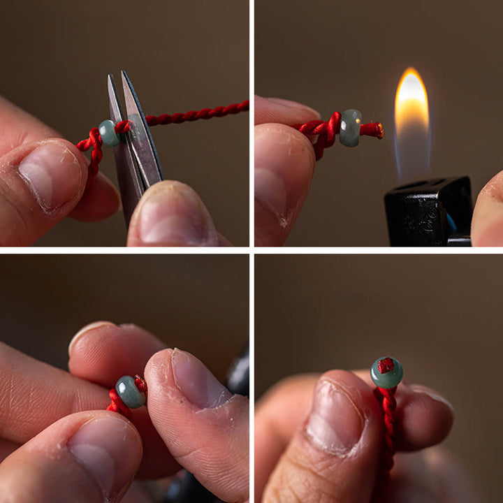 Buddha Stones Natural Cinnabar Peace Buckle Blessing Red String Belly Chain - image 12