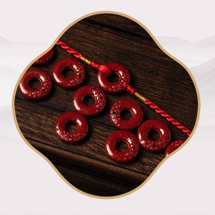 Buddha Stones Natural Cinnabar Peace Buckle Blessing Red String Belly Chain - image 14