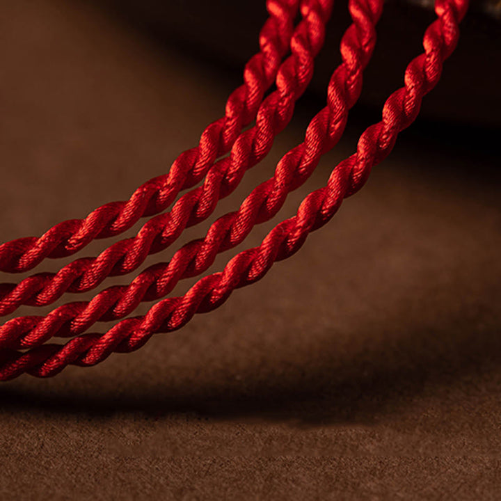 Buddha Stones Natural Cinnabar Peace Buckle Blessing Red String Belly Chain - image 10