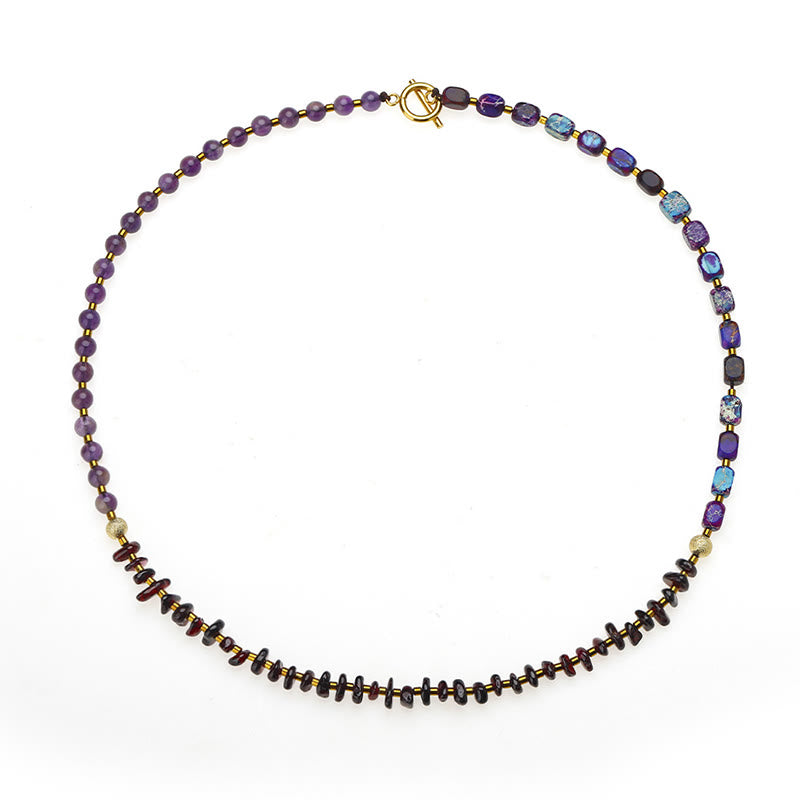 Buddha Stones Amethyst Garnet Emperor Stone Communication Triple Wrap Bracelet - image 10
